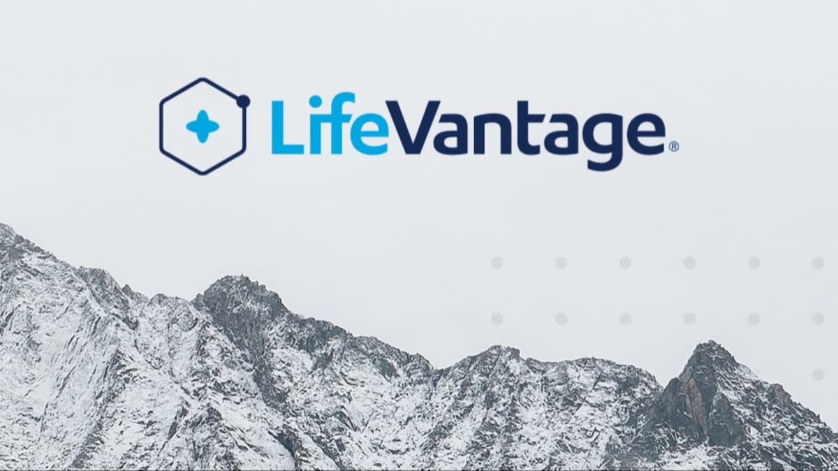Snowed mountains with LifeVantage logo